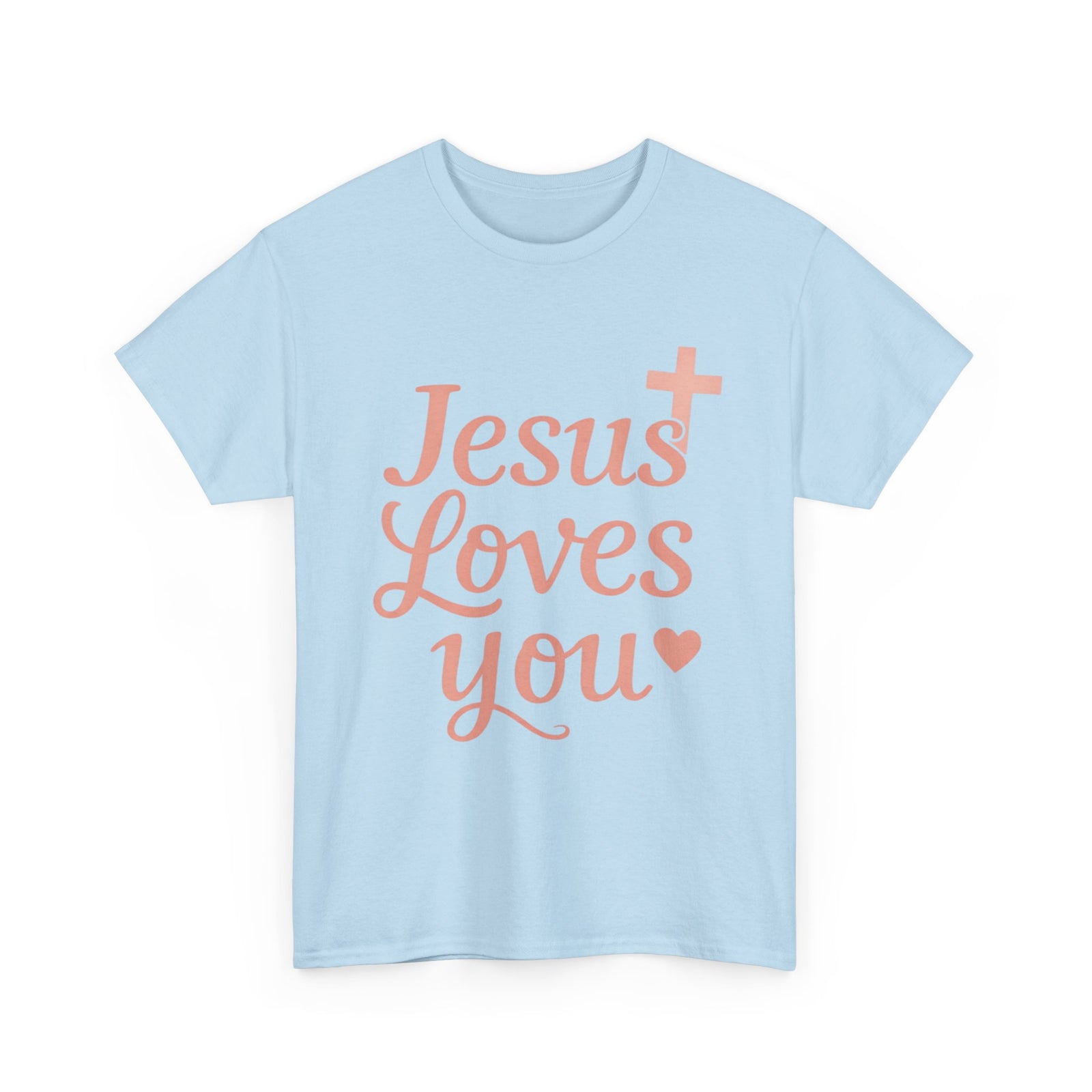 Jesus Loves You T-Shirt – Pink Script Faith Tee with Cross