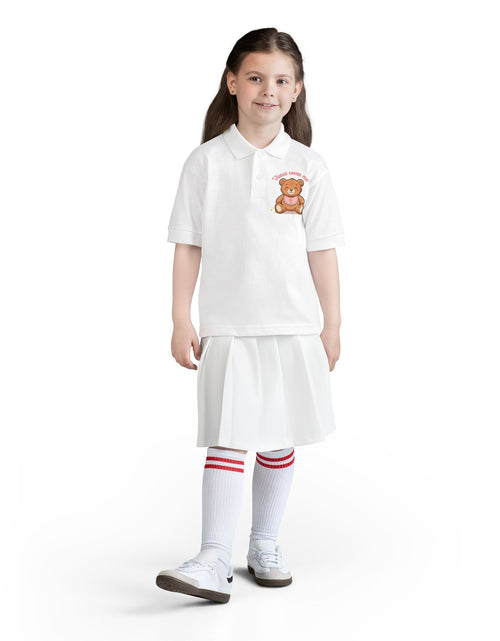 Load image into Gallery viewer, Jesus Loves Me Teddy Bear Kids Polo Shirt | Christian Toddler Polo | Cute Faith-Based Kids Clothes | Dressy Church Outfit
