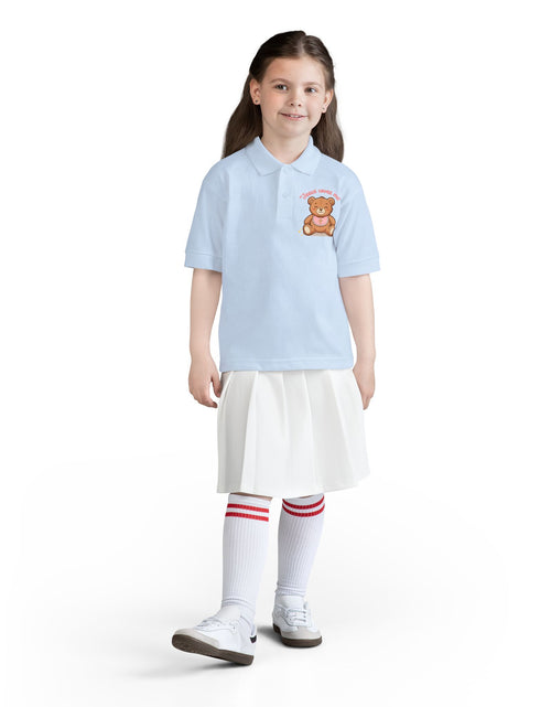 Load image into Gallery viewer, Jesus Loves Me Teddy Bear Kids Polo Shirt | Christian Toddler Polo | Cute Faith-Based Kids Clothes | Dressy Church Outfit

