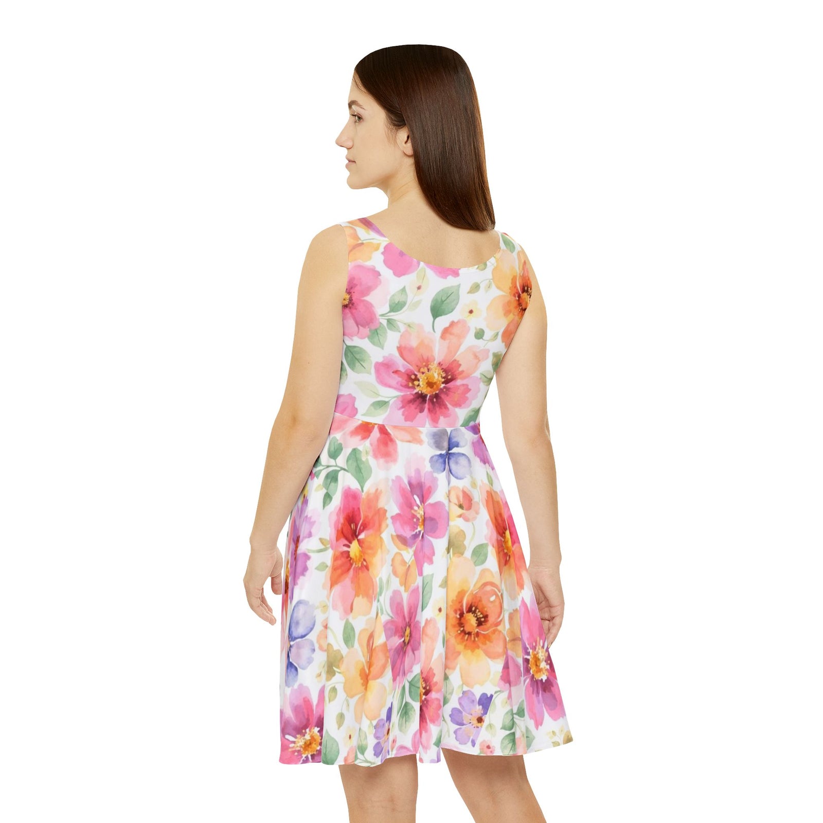 Floral Watercolor Skater Dress, Women’s Spring Summer Sundress, Pastel Flower Dress, Garden Party Outfit, Casual Boho Dress, Easter Dress Women