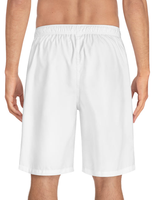 Load image into Gallery viewer, Men’s Christian Board Shorts – Running on Jesus and Coffee Swim Trunks, Faith Summer Beach Shorts
