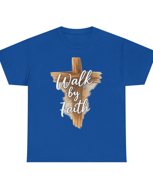 Load image into Gallery viewer, Walk By Faith Tee — Christian Cross Faith Men's T‑Shirt
