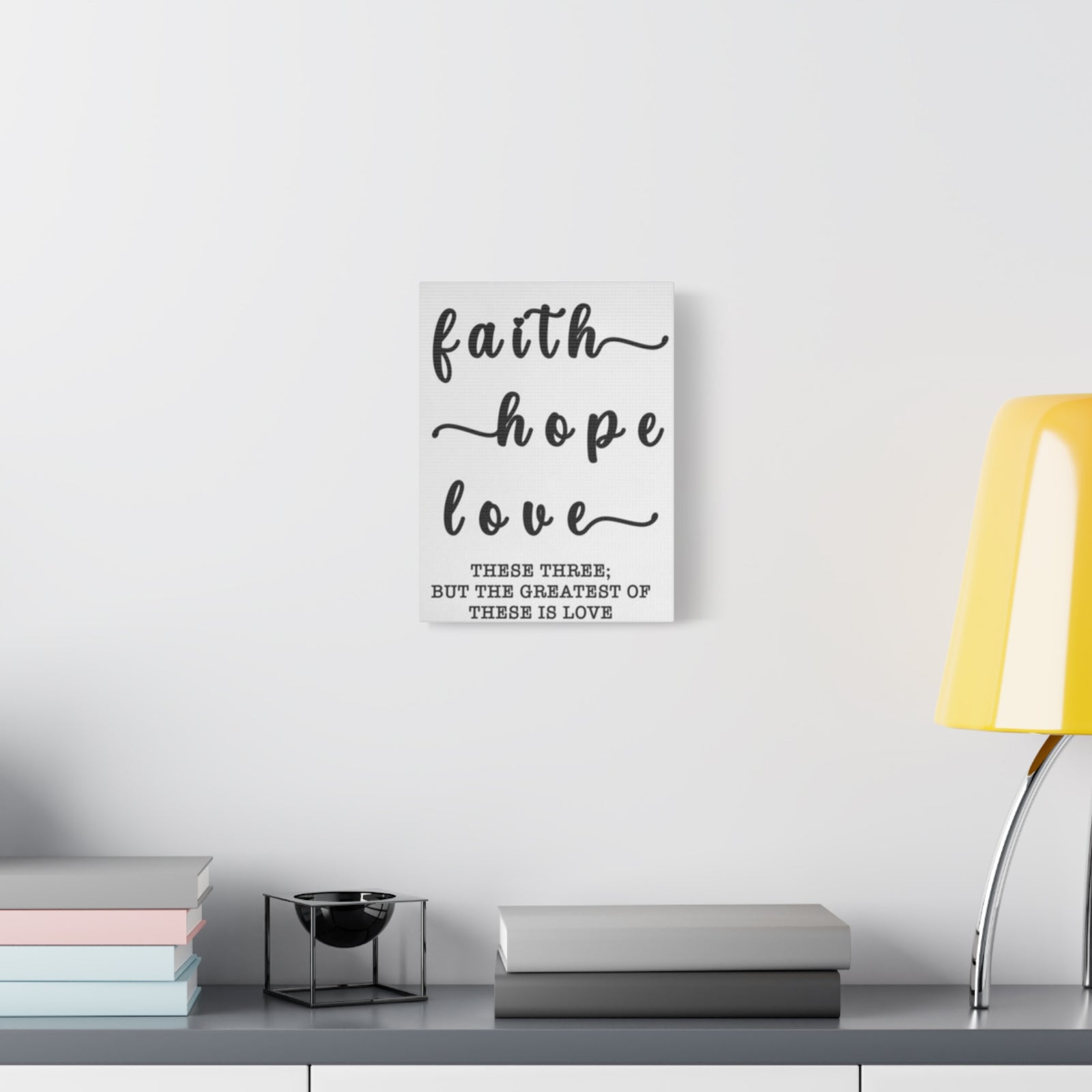 Faith Hope Love Matte Stretched Canvas Wall Art — Inspirational Scripture Quote