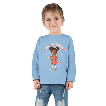 God Made Me Special Girls Long Sleeve Shirt | Christian Toddler Girl Shirt | Faith-Based Kids Clothes | Cute Religious Gift for Girls