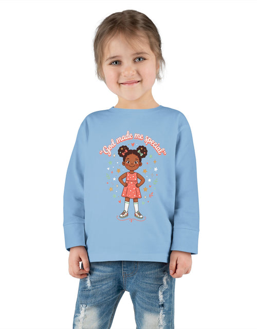 Load image into Gallery viewer, God Made Me Special Girls Long Sleeve Shirt | Christian Toddler Girl Shirt | Faith-Based Kids Clothes | Cute Religious Gift for Girls
