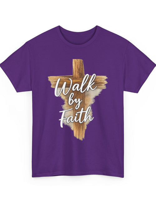 Load image into Gallery viewer, Walk By Faith Tee — Christian Cross Faith Men's T‑Shirt
