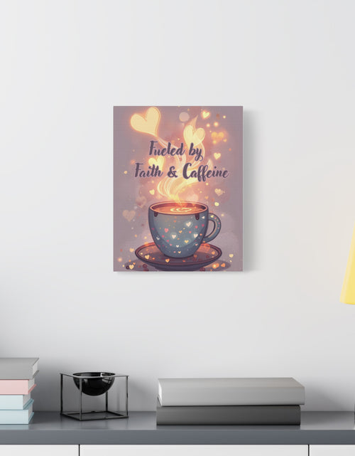 Load image into Gallery viewer, Canvas Wall Art "Fueled by Faith &amp; Caffeine" — Coffee Lover Inspirational Home - Coffee Shop Decor
