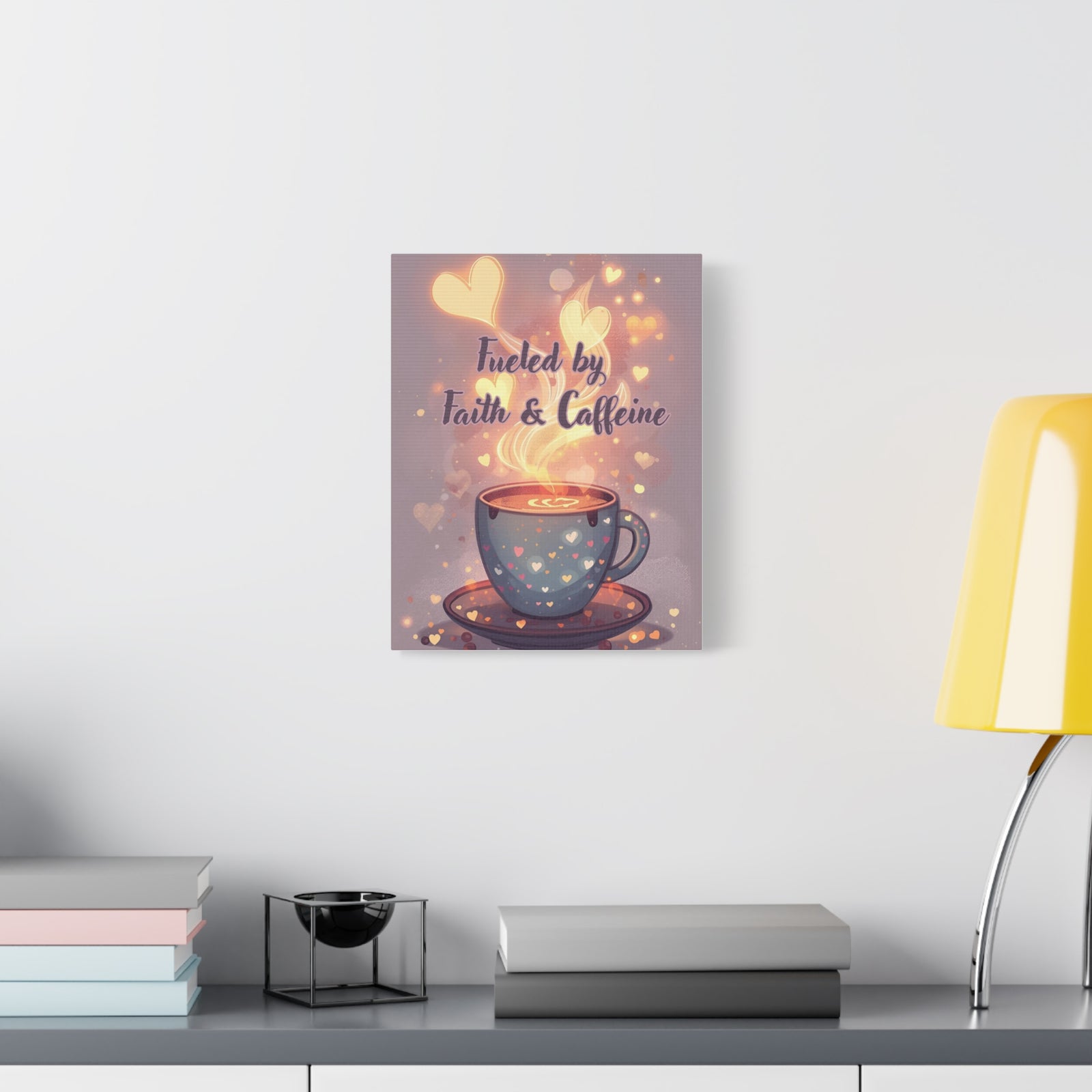 Canvas Wall Art "Fueled by Faith & Caffeine" — Coffee Lover Inspirational Home - Coffee Shop Decor