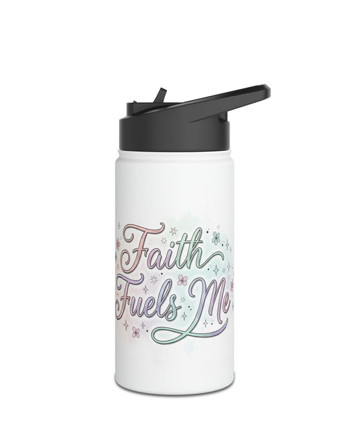 Load image into Gallery viewer, Faith Fuels Me Stainless Steel Water Bottle — Inspirational Pastel Travel Bottle 3 different sizes
