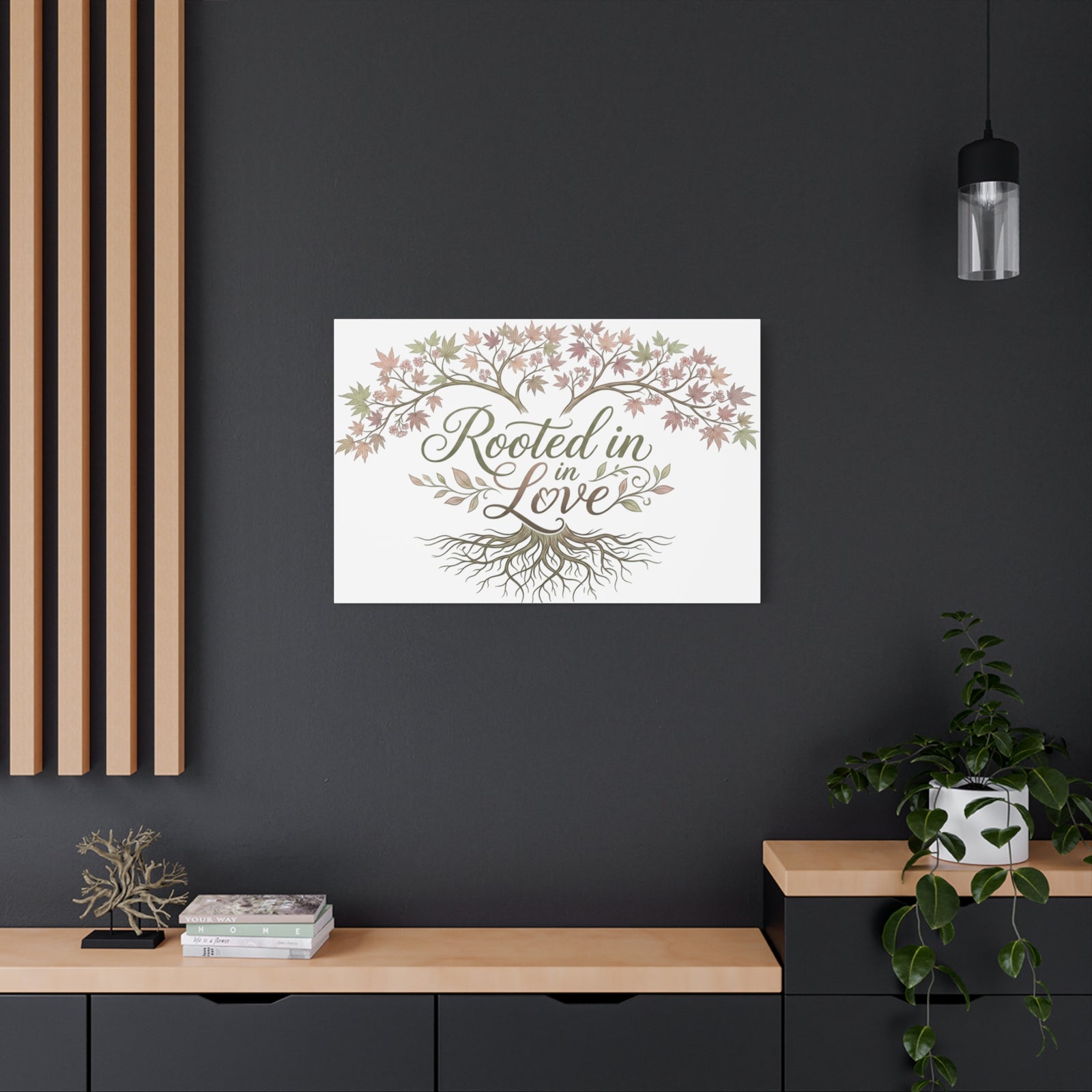 Rooted in Love Tree Canvas Wall Art — Inspirational Family Quote Home Decor