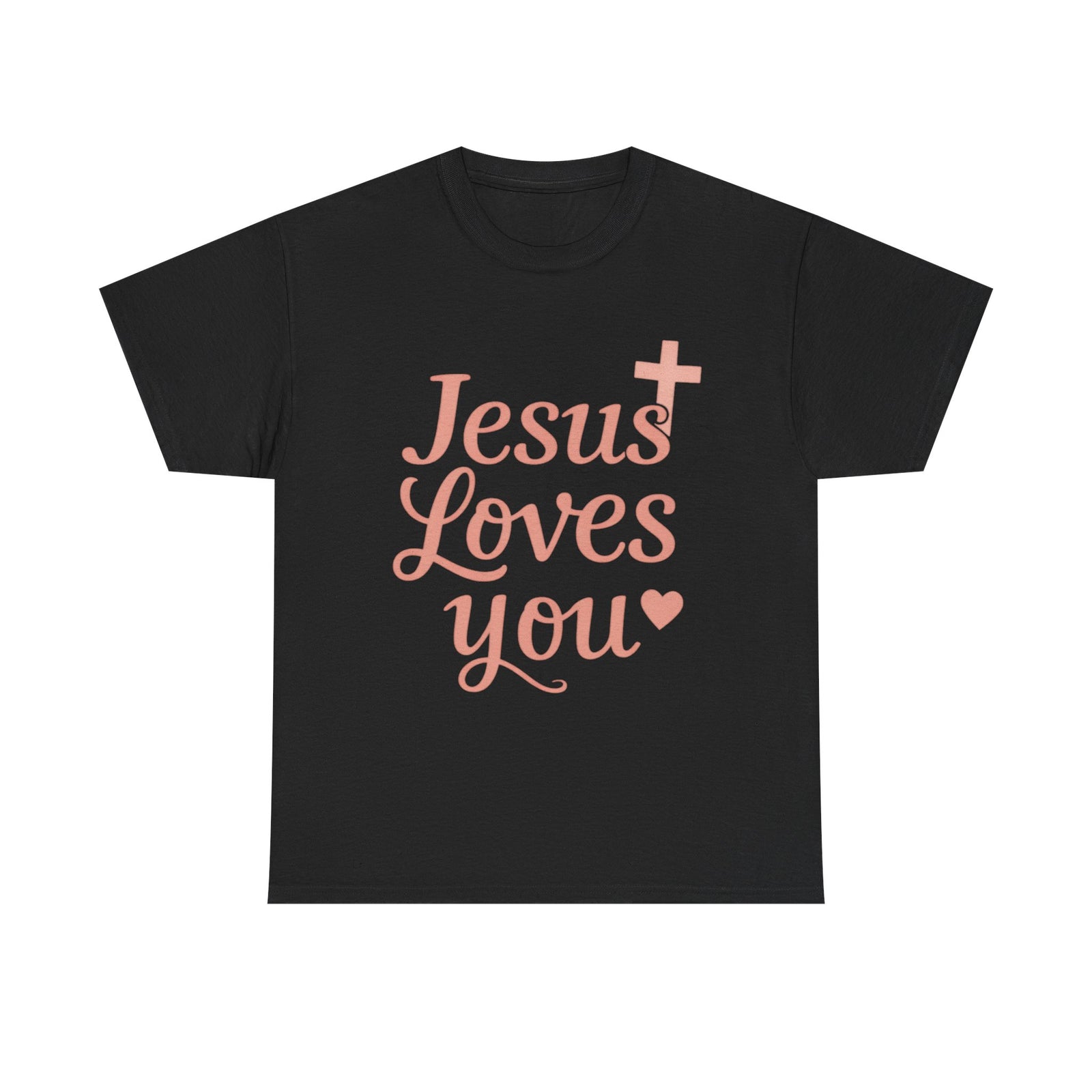 Jesus Loves You T-Shirt – Pink Script Faith Tee with Cross