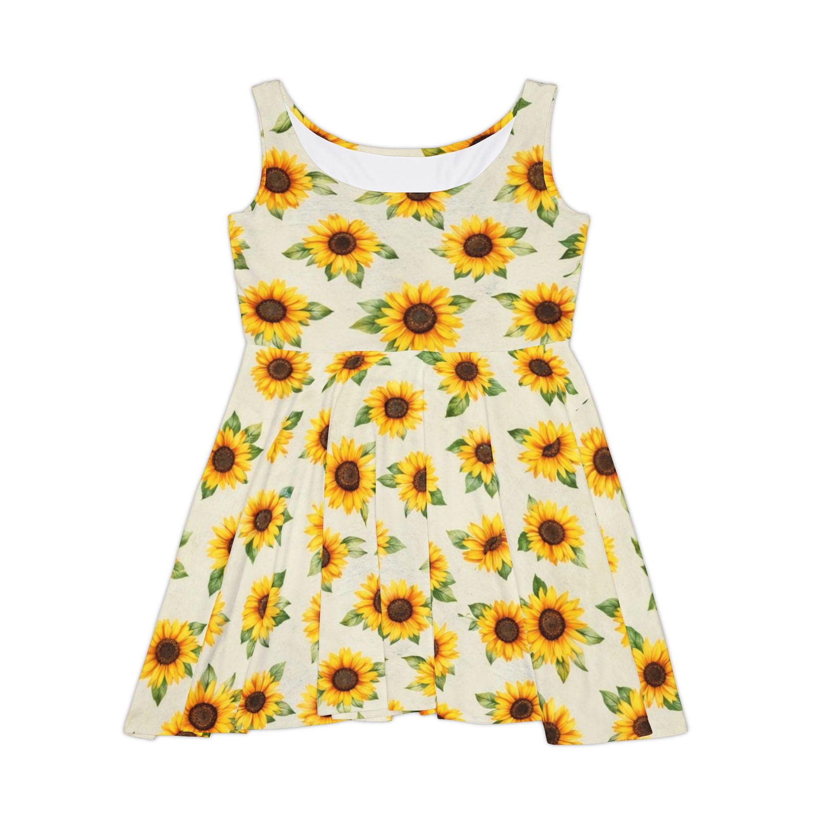 Sunflower Skater Dress – Bright Yellow Floral Sundress, Sleeveless Summer Dress, Boho Garden Party & Beach Outfit for Women