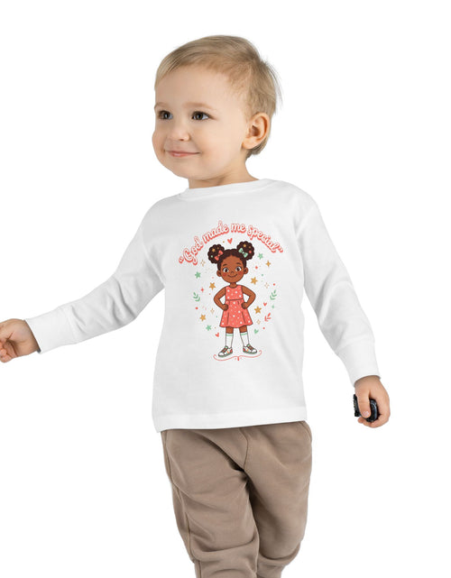 Load image into Gallery viewer, God Made Me Special Girls Long Sleeve Shirt | Christian Toddler Girl Shirt | Faith-Based Kids Clothes | Cute Religious Gift for Girls

