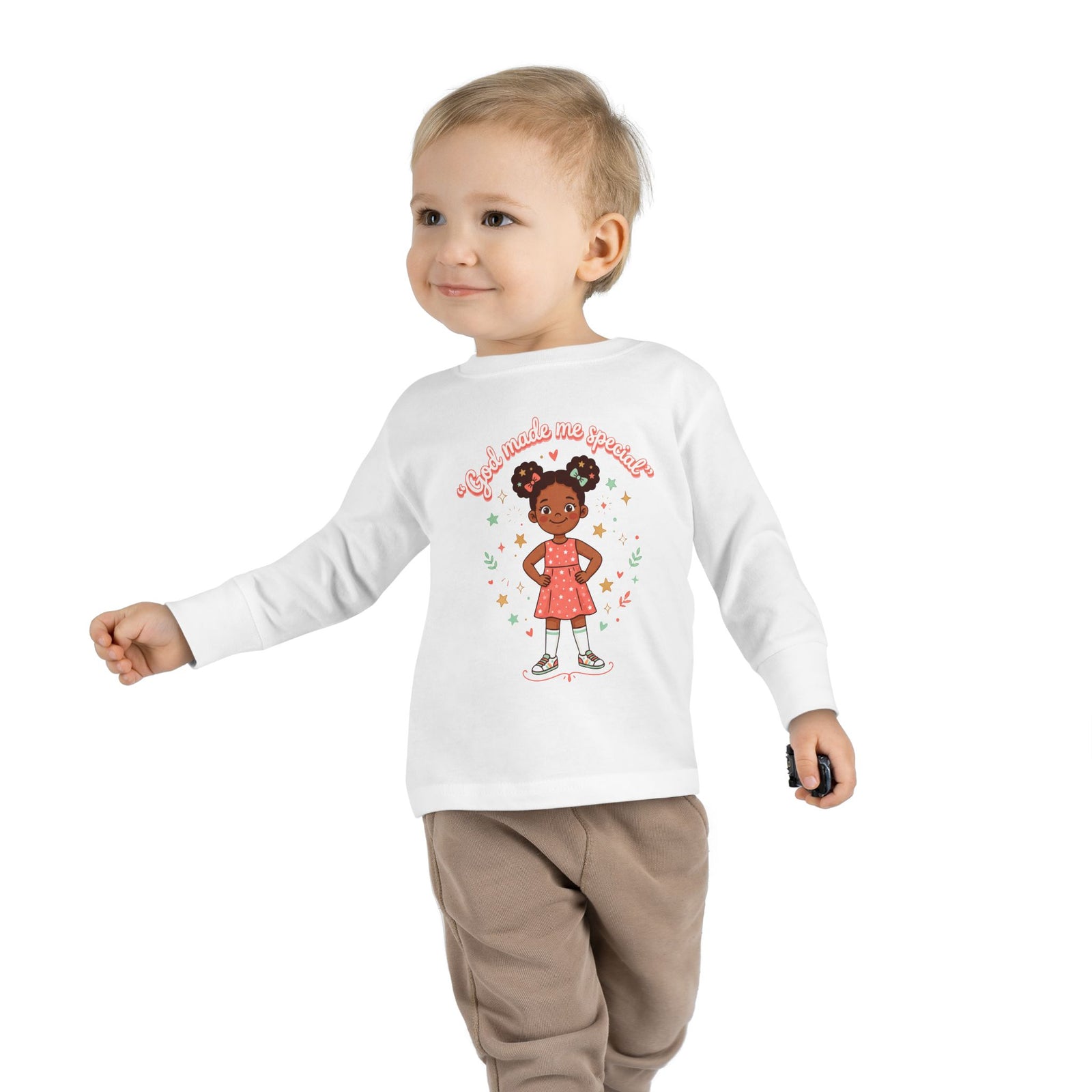 God Made Me Special Girls Long Sleeve Shirt | Christian Toddler Girl Shirt | Faith-Based Kids Clothes | Cute Religious Gift for Girls