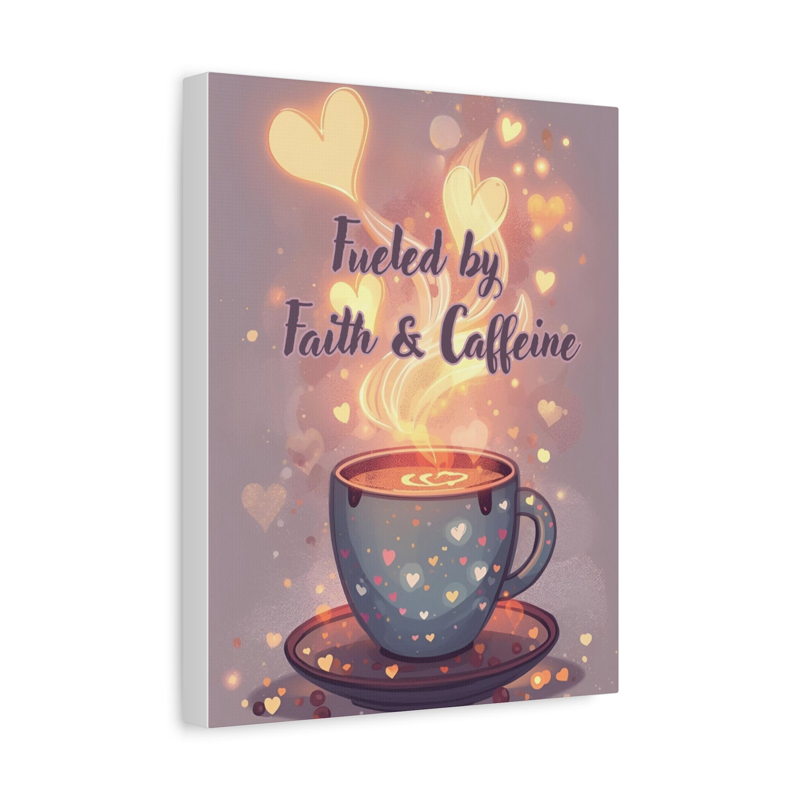 Canvas Wall Art "Fueled by Faith & Caffeine" — Coffee Lover Inspirational Home - Coffee Shop Decor