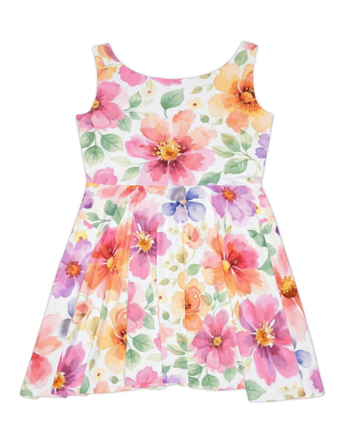 Load image into Gallery viewer, Floral Watercolor Skater Dress, Women’s Spring Summer Sundress, Pastel Flower Dress, Garden Party Outfit, Casual Boho Dress, Easter Dress Women
