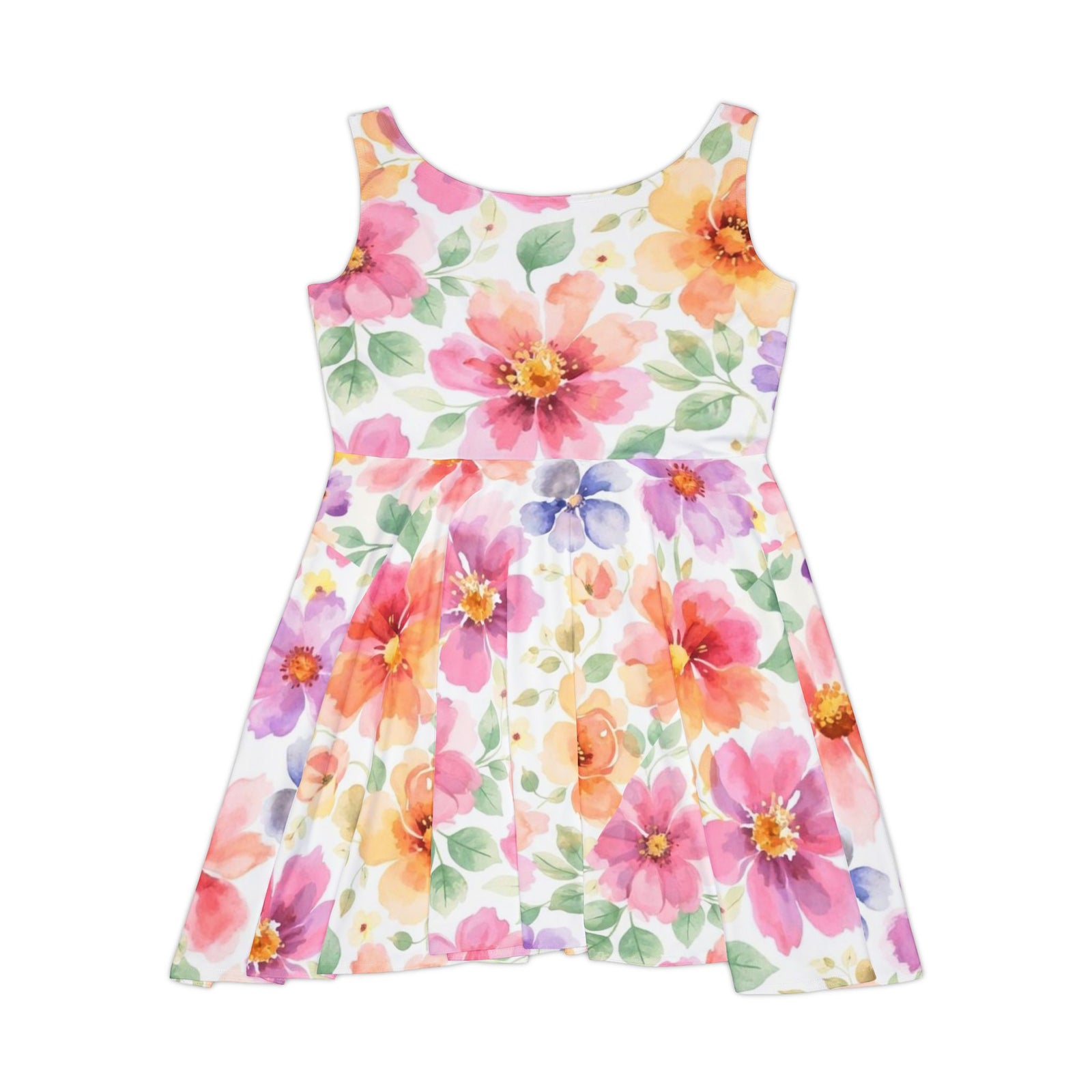 Floral Watercolor Skater Dress, Women’s Spring Summer Sundress, Pastel Flower Dress, Garden Party Outfit, Casual Boho Dress, Easter Dress Women