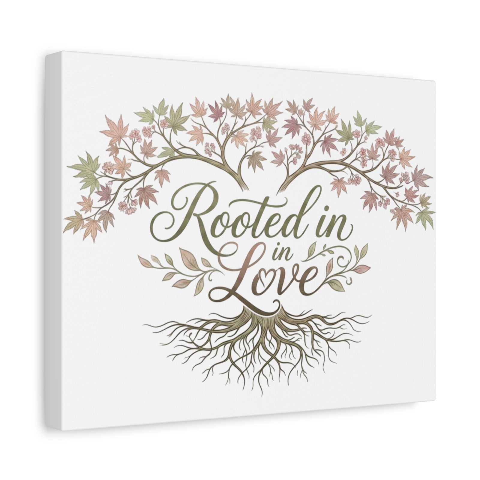 Rooted in Love Tree Canvas Wall Art — Inspirational Family Quote Home Decor
