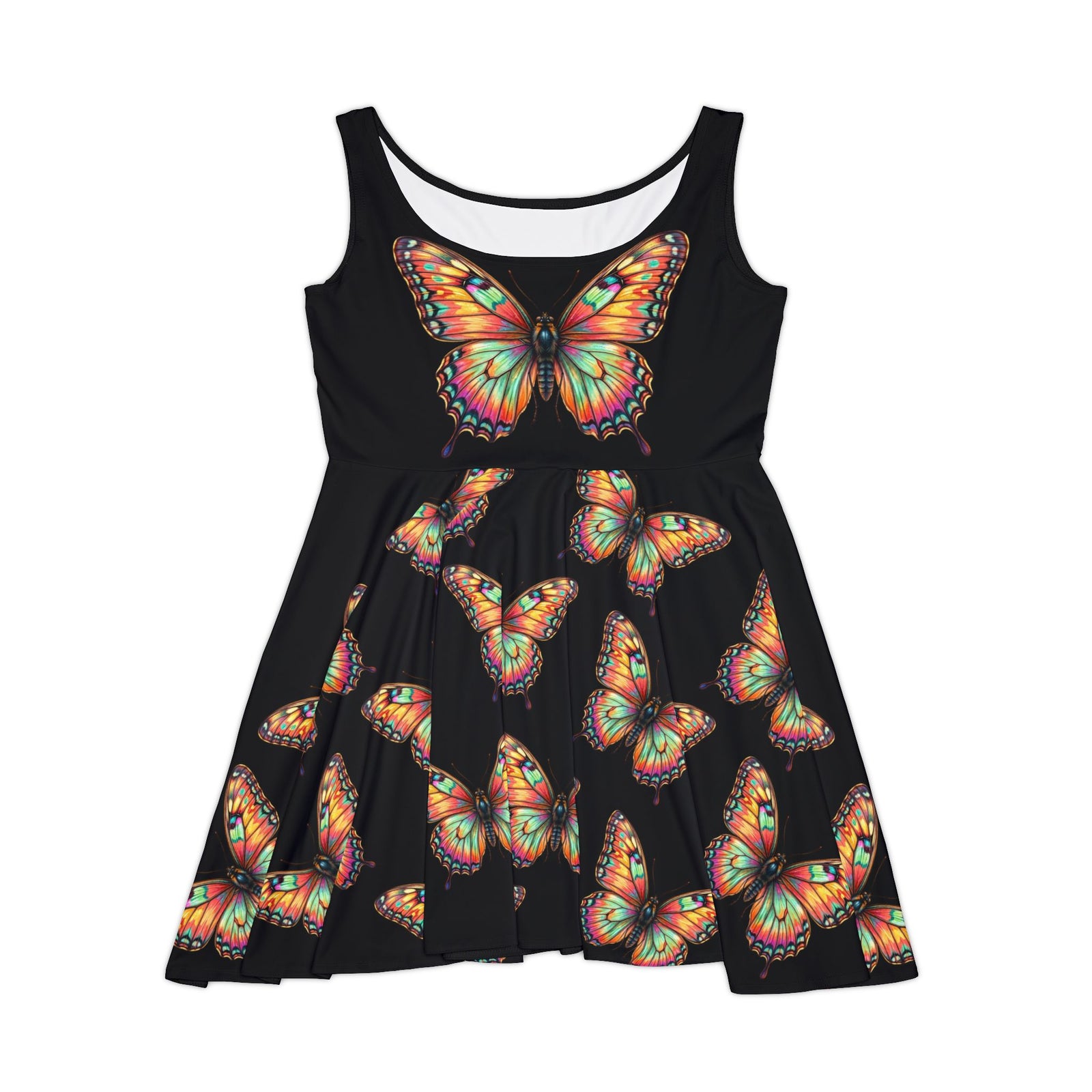 Monarch Butterfly Transformation Skater Dress, Women’s Bold Artistic Sundress, Colorful Statement Dress, Empowerment Outfit, Vibrant Butterfly Dress