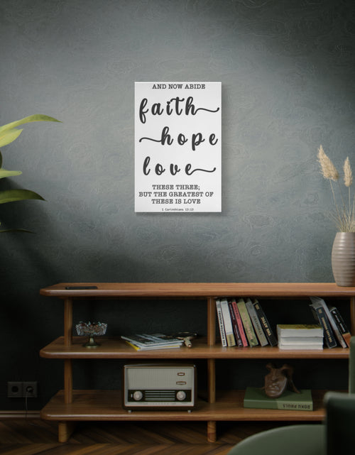 Load image into Gallery viewer, Faith Hope Love Matte Stretched Canvas Wall Art — Inspirational Scripture Quote

