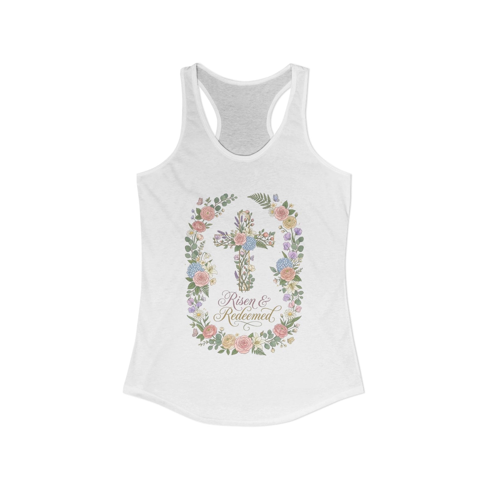 Blessed & Redeemed Women's Christian Tank Top – Cross Faith Shirt – Inspirational Christian Summer Apparel