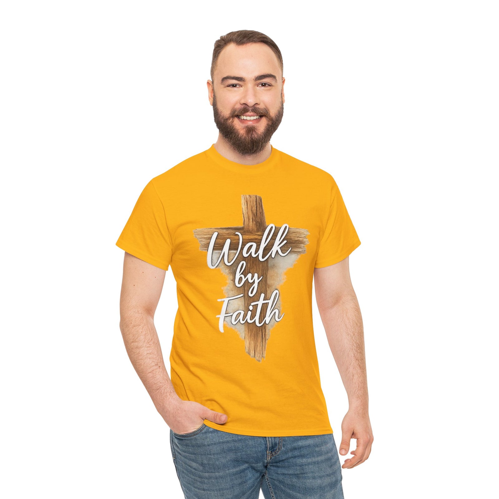Walk By Faith Tee — Christian Cross Faith Men's T‑Shirt