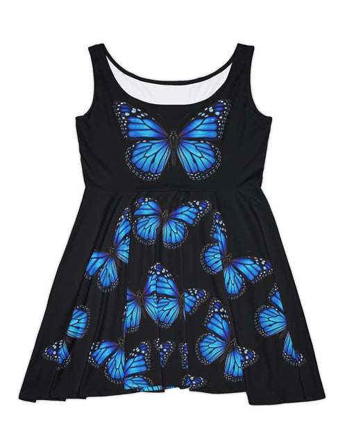Load image into Gallery viewer, Blue Butterfly Skater Dress – Women's AOP Floral-Inspired Sundress

