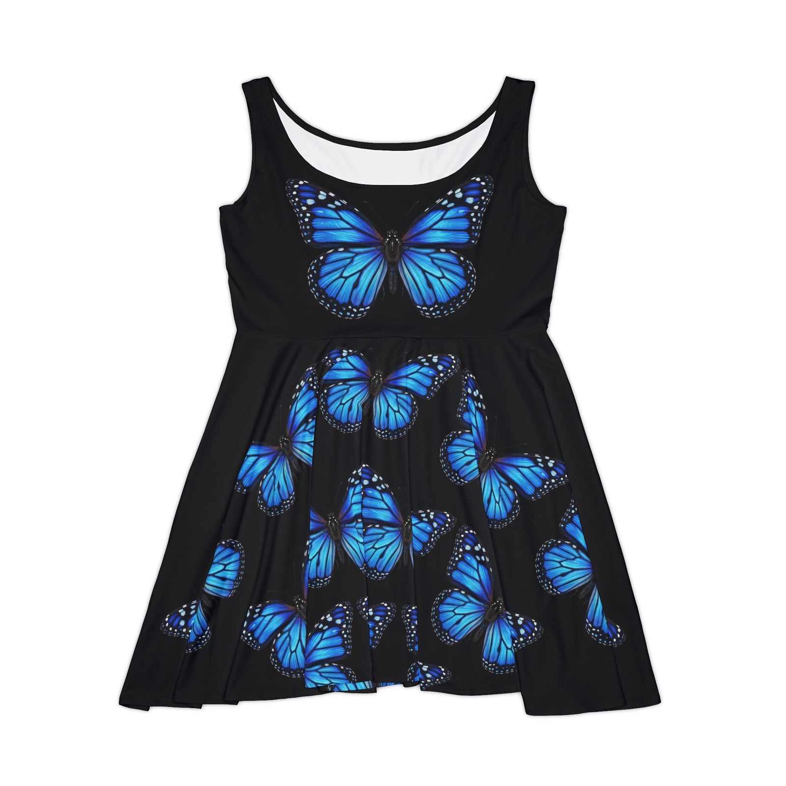 Blue Butterfly Skater Dress – Women's AOP Floral-Inspired Sundress