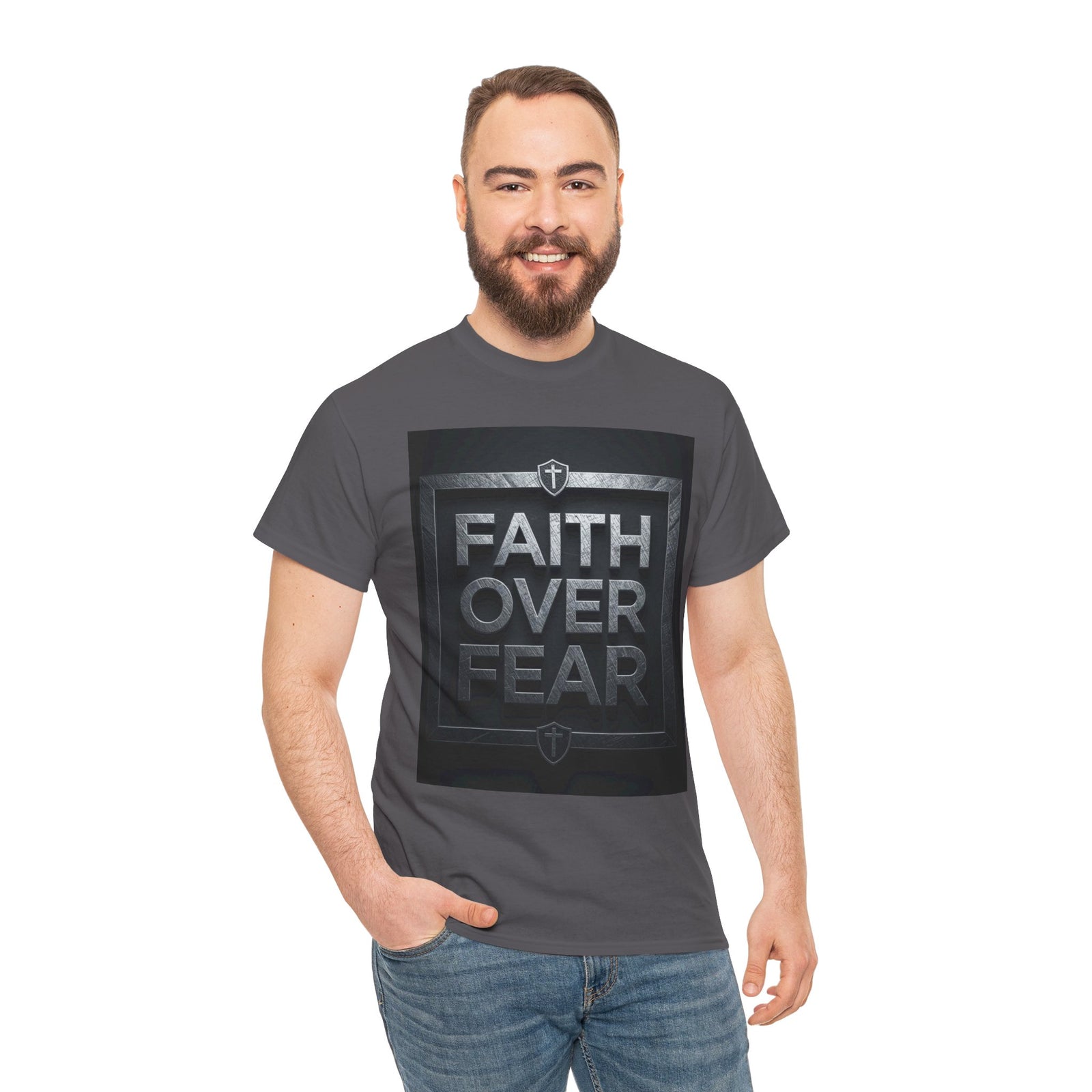 Faith Over Fear T-Shirt — Inspirational Christian Tee with Bold Typography For Men & Women