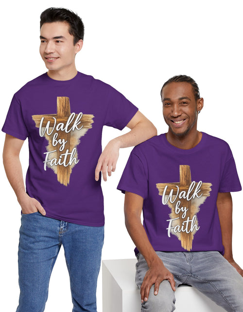 Load image into Gallery viewer, Walk By Faith Tee — Christian Cross Faith Men's T‑Shirt
