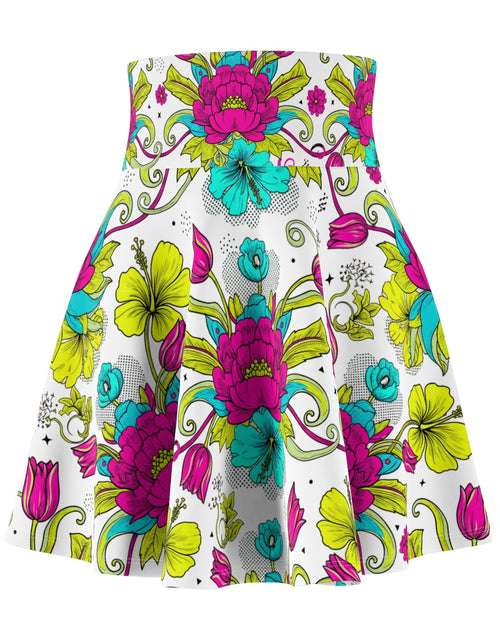 Load image into Gallery viewer, Bright Floral Skater Skirt | Tropical Flower Skirt for Women | Colorful Boho A-Line Skirt | Spring &amp; Summer Outfit Optimized Title
