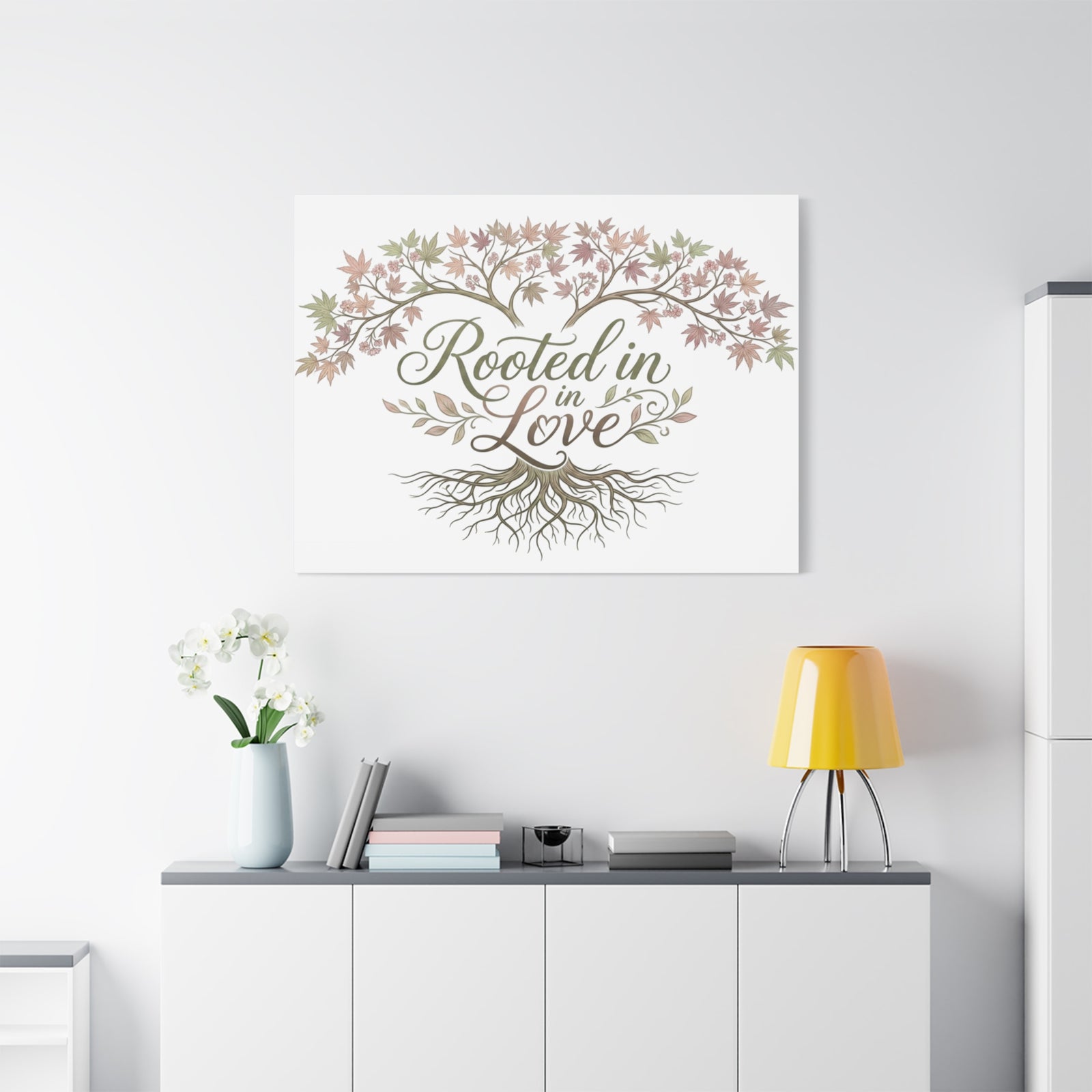 Rooted in Love Tree Canvas Wall Art — Inspirational Family Quote Home Decor