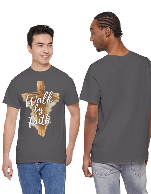 Load image into Gallery viewer, Walk By Faith Tee — Christian Cross Faith Men's T‑Shirt
