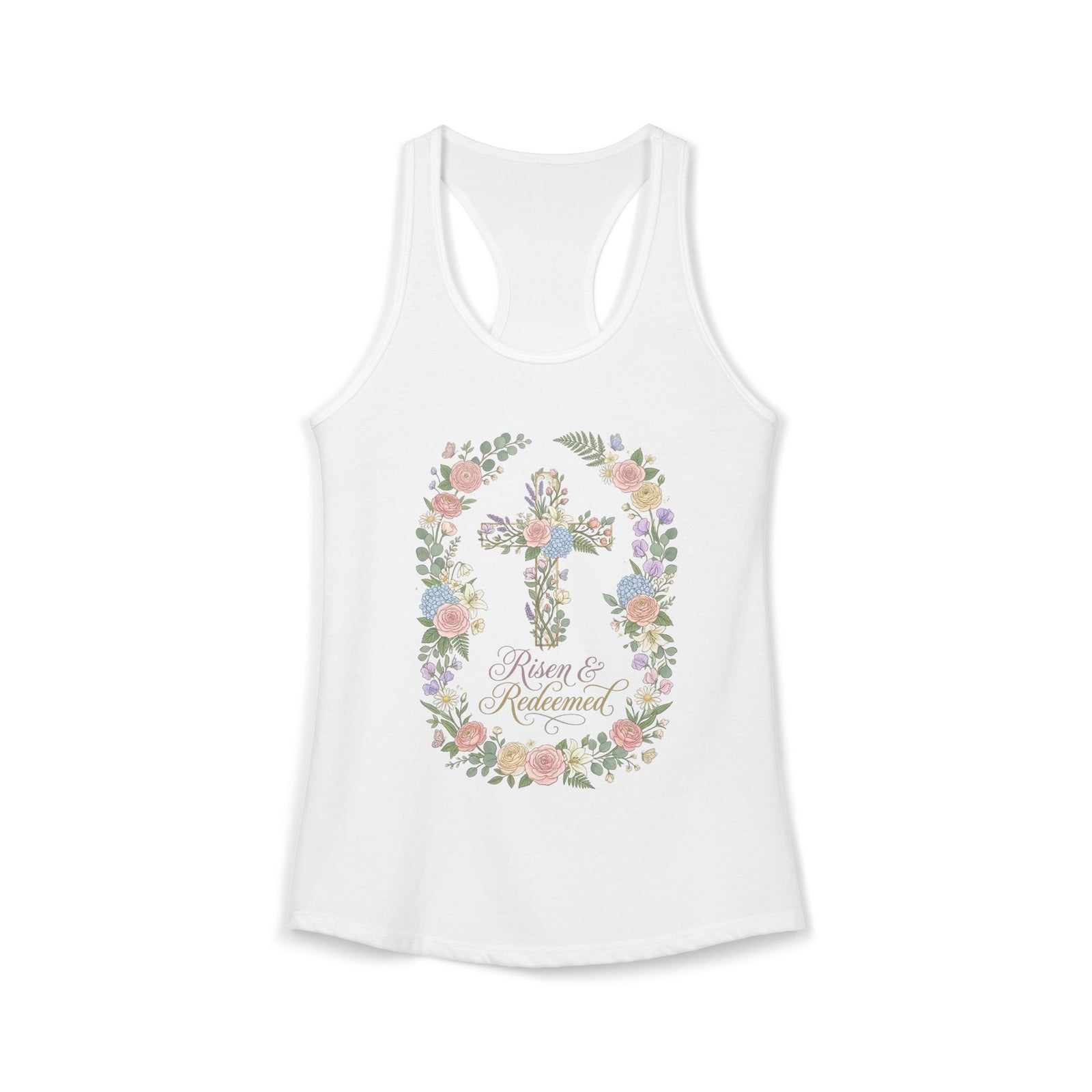 Blessed & Redeemed Women's Christian Tank Top – Cross Faith Shirt – Inspirational Christian Summer Apparel