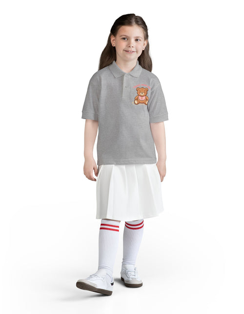 Load image into Gallery viewer, Jesus Loves Me Teddy Bear Kids Polo Shirt | Christian Toddler Polo | Cute Faith-Based Kids Clothes | Dressy Church Outfit
