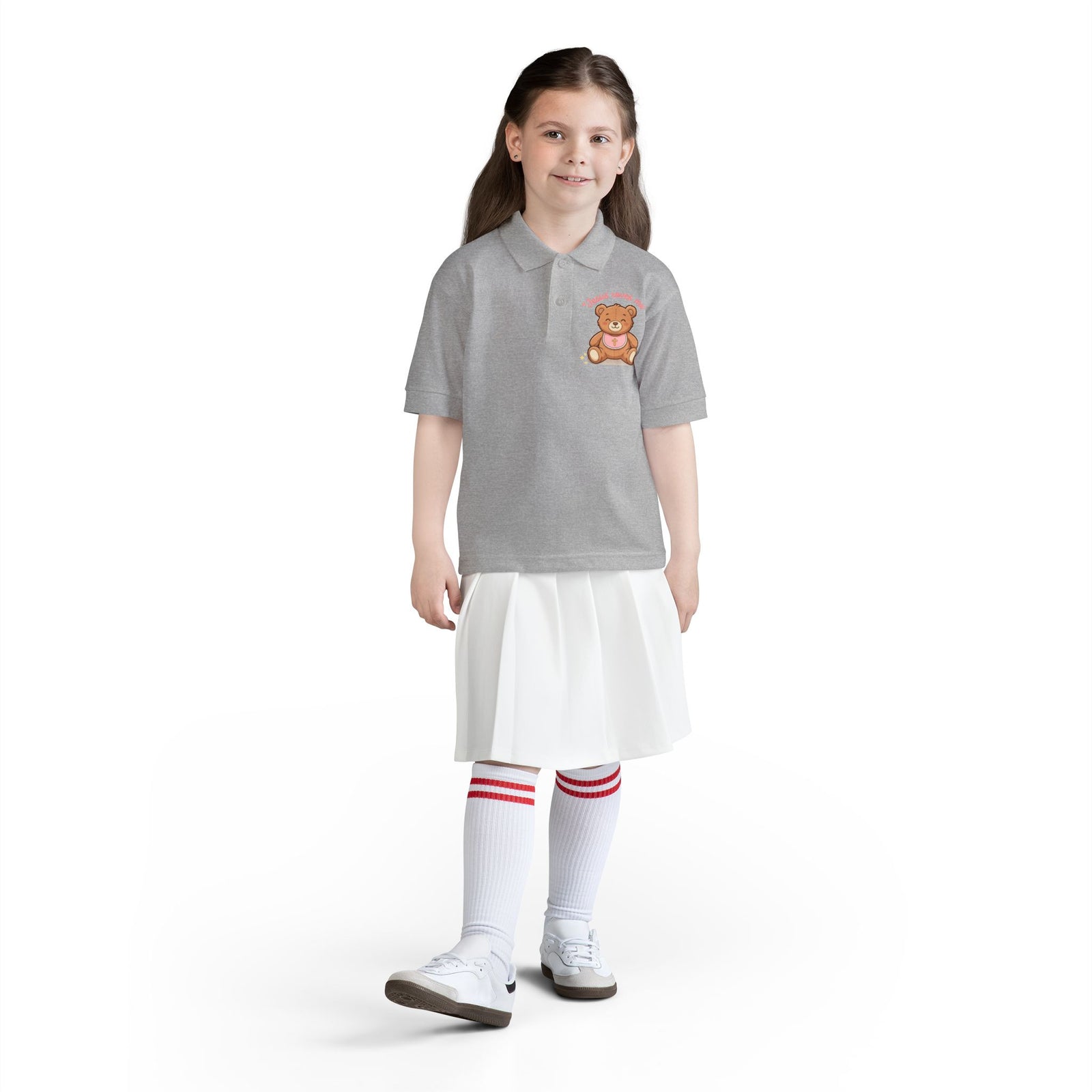 Jesus Loves Me Teddy Bear Kids Polo Shirt | Christian Toddler Polo | Cute Faith-Based Kids Clothes | Dressy Church Outfit