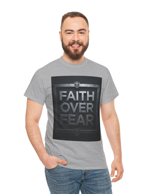 Load image into Gallery viewer, Faith Over Fear T-Shirt — Inspirational Christian Tee with Bold Typography For Men &amp; Women
