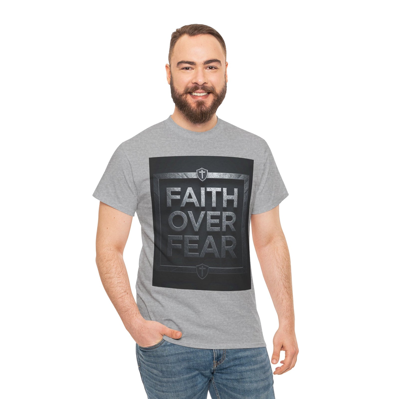 Faith Over Fear T-Shirt — Inspirational Christian Tee with Bold Typography For Men & Women