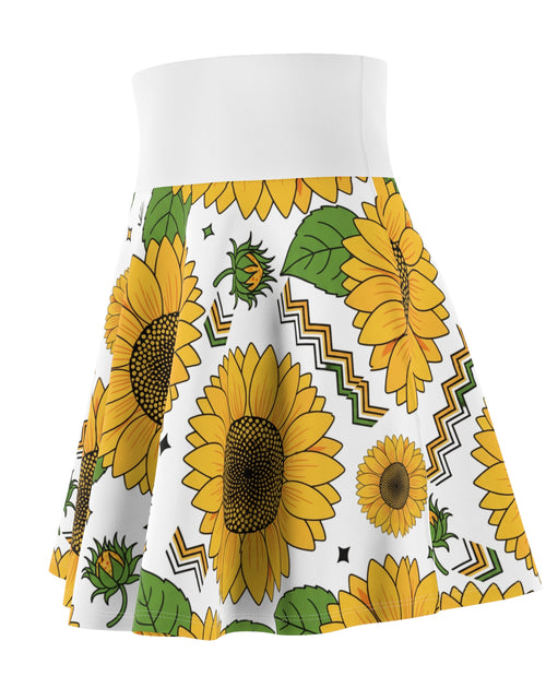 Load image into Gallery viewer, Sunflower Skater Skirt for Women | Bright Floral AOP Skirt | Summer Spring Outfit | Cute Boho Festival Garden Skirt
