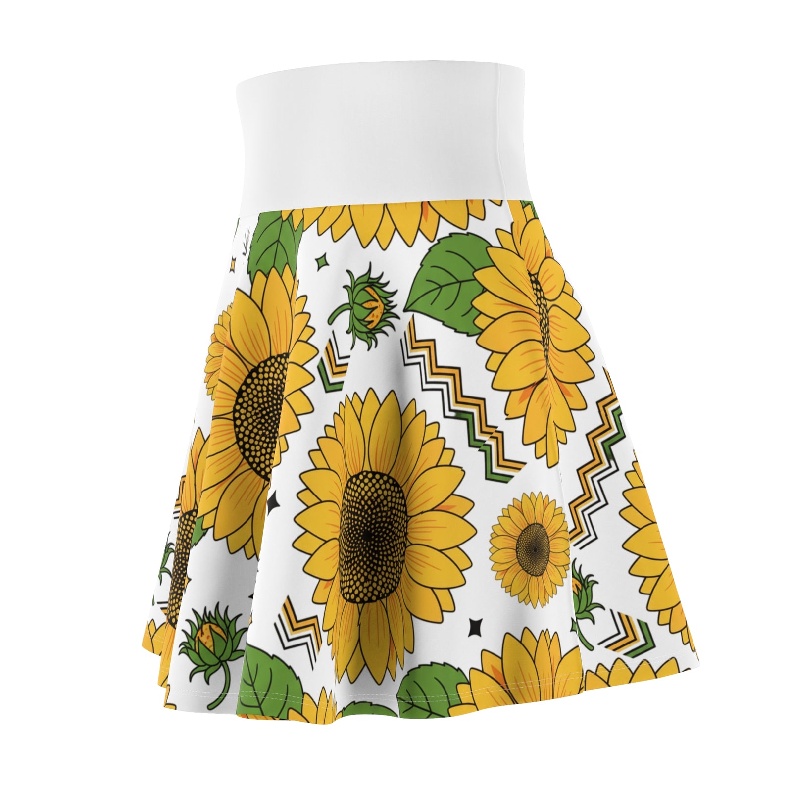 Sunflower Skater Skirt for Women | Bright Floral AOP Skirt | Summer Spring Outfit | Cute Boho Festival Garden Skirt