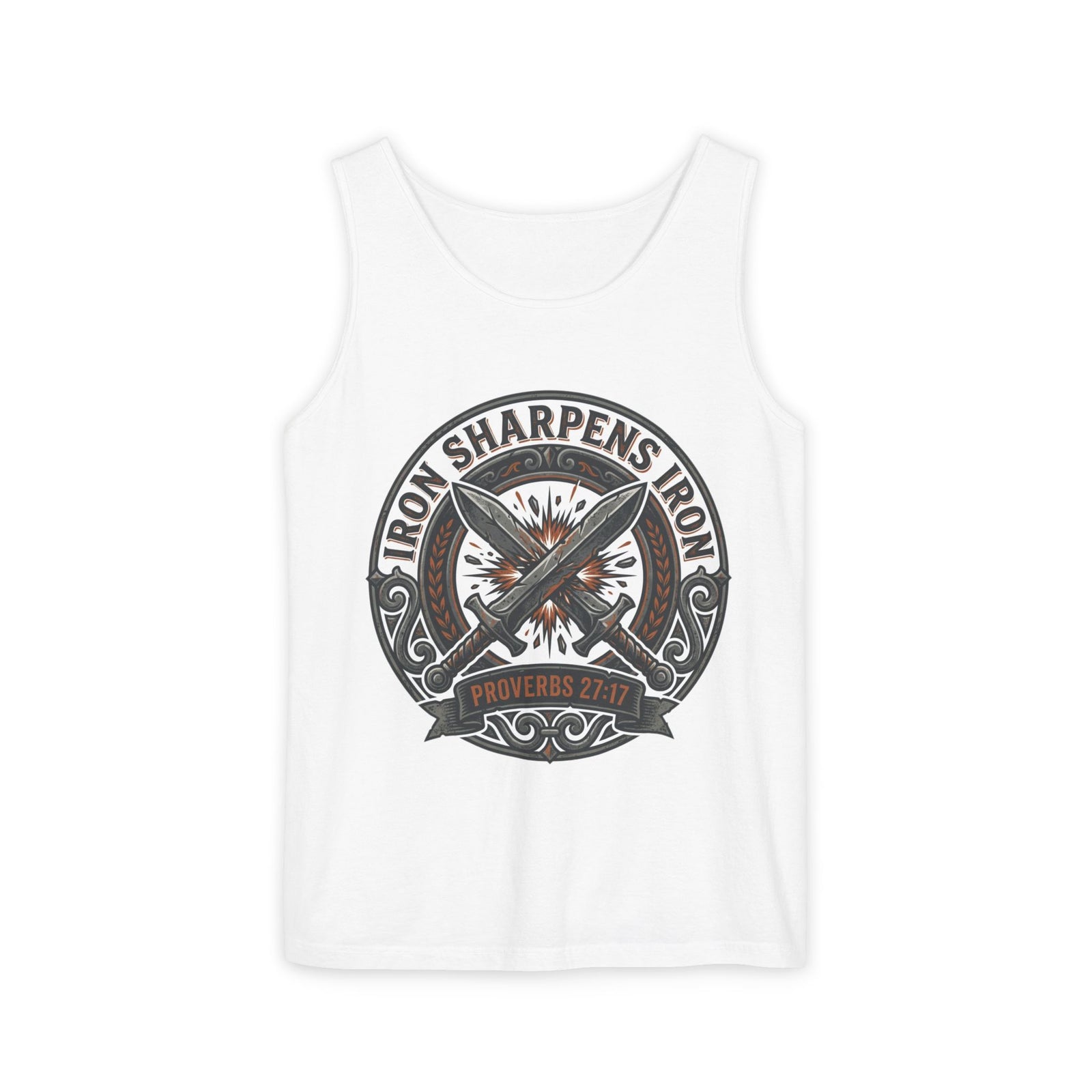 Men’s Iron Sharpens Iron Tank Top – Christian Gym Muscle Tee, Faith Strength Workout Shirt