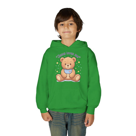 Jesus Loves Me Teddy Bear Kids Hoodie | Christian Youth Sweatshirt | Cute Faith-Based Kids Clothes | Gift for Boys & Girls