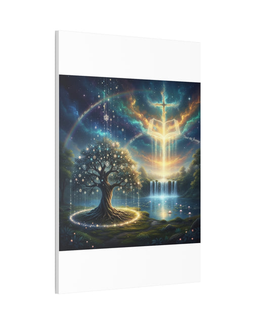 Load image into Gallery viewer, Spiritual Tree of Life Canvas Art — Mystical Cross &amp; Waterfall Stretched Canvas - Home Decor
