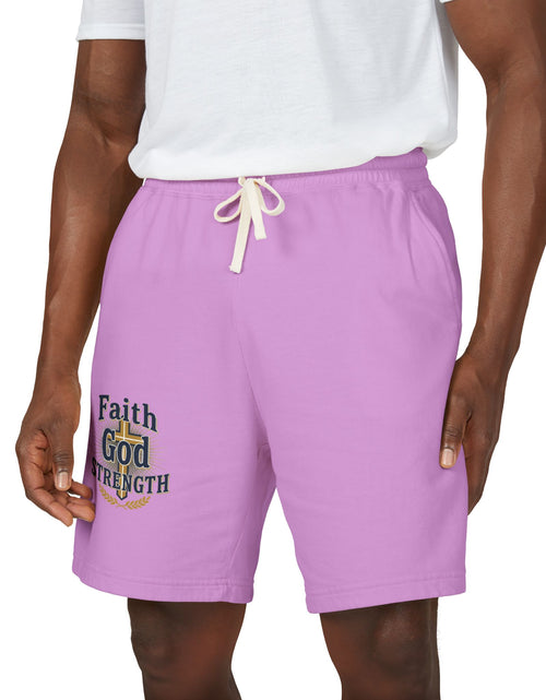 Load image into Gallery viewer, Faith God Strength Fleece Sweat Shorts — Lightweight Religious Lounge Shorts
