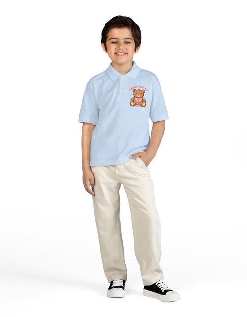 Load image into Gallery viewer, Jesus Loves Me Teddy Bear Kids Polo Shirt | Christian Toddler Polo | Cute Faith-Based Kids Clothes | Dressy Church Outfit
