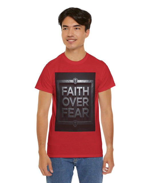 Load image into Gallery viewer, Faith Over Fear T-Shirt — Inspirational Christian Tee with Bold Typography For Men &amp; Women

