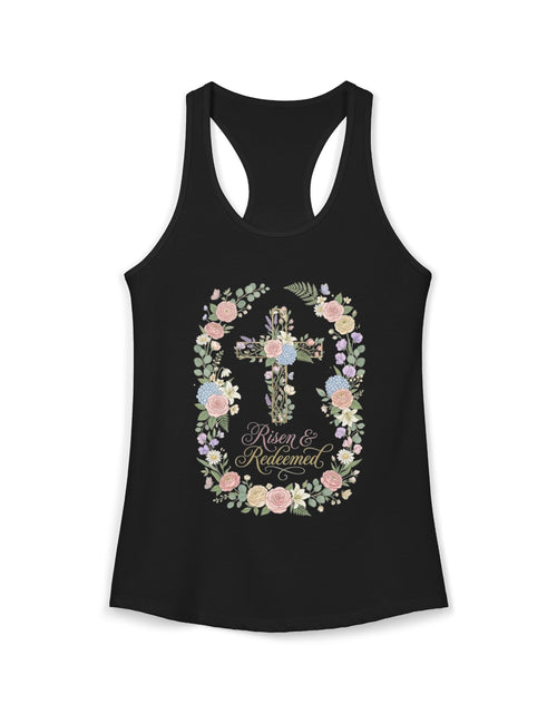 Load image into Gallery viewer, Blessed &amp; Redeemed Women's Christian Tank Top – Cross Faith Shirt – Inspirational Christian Summer Apparel
