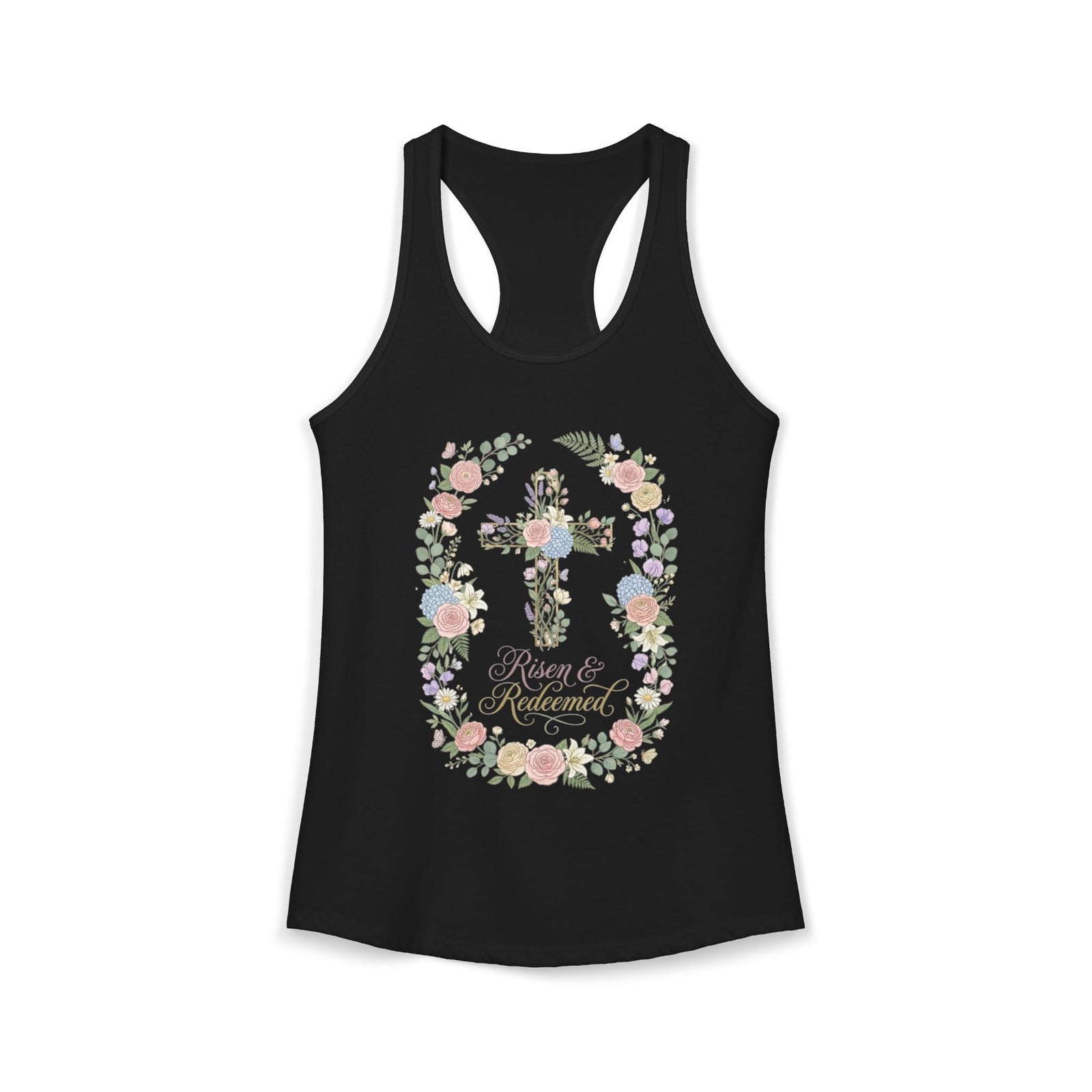 Blessed & Redeemed Women's Christian Tank Top – Cross Faith Shirt – Inspirational Christian Summer Apparel