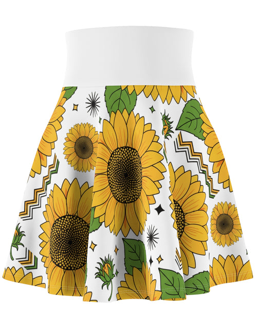 Load image into Gallery viewer, Sunflower Skater Skirt for Women | Bright Floral AOP Skirt | Summer Spring Outfit | Cute Boho Festival Garden Skirt
