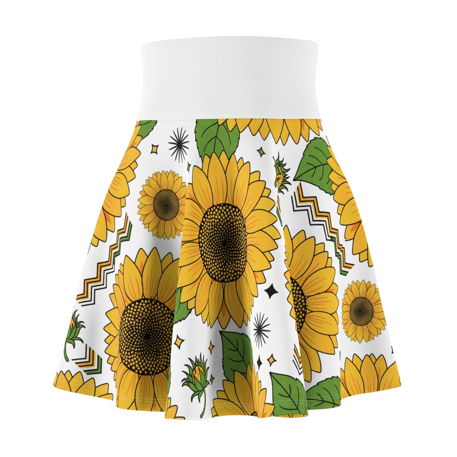 Sunflower Skater Skirt for Women | Bright Floral AOP Skirt | Summer Spring Outfit | Cute Boho Festival Garden Skirt
